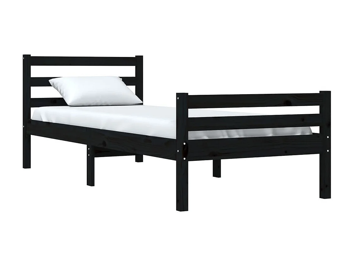 Cama 90x200 cm madeira maciça preto PT863438