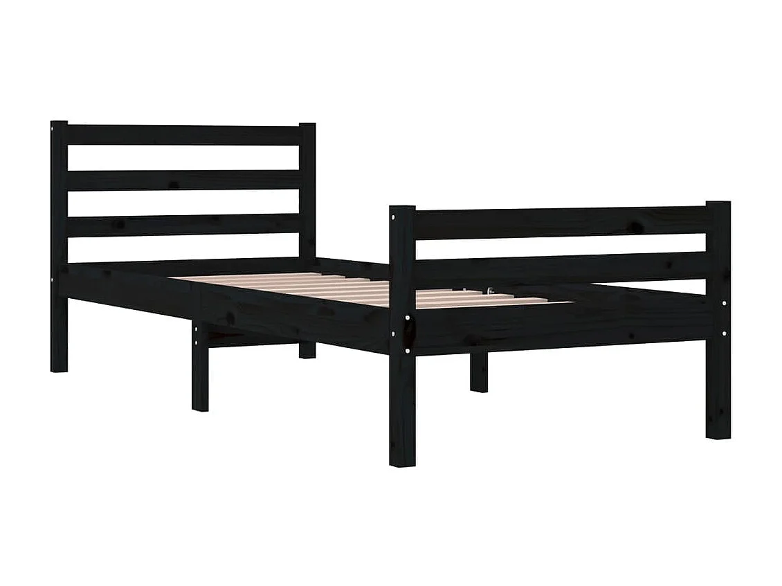 Cama 90x200 cm madeira maciça preto PT863438