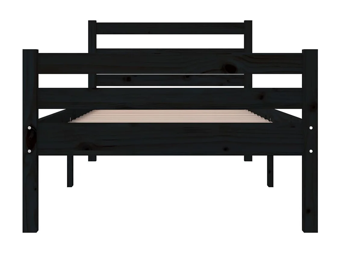 Cama 90x200 cm madeira maciça preto PT863438