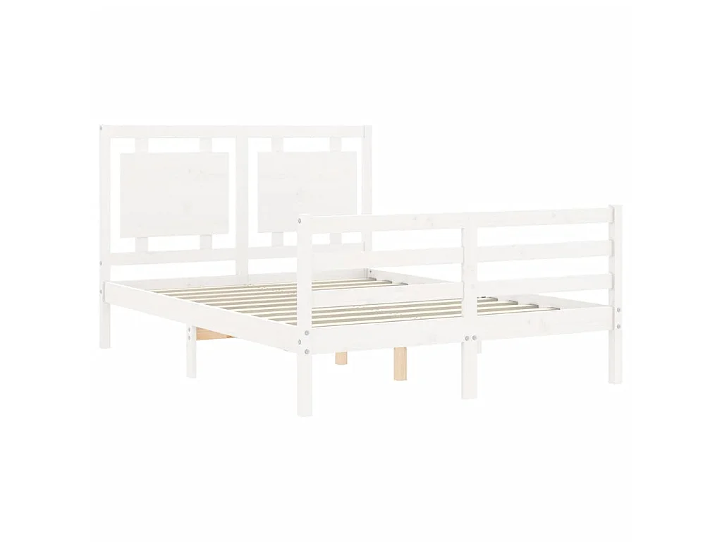 Lit-140x190 cm avec tête de lit blanc bois massif EGGB57924