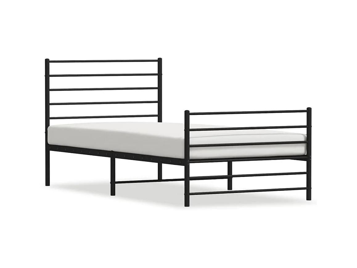 Cama 100x190 cm con cabecero y estribo metal negro ES80703