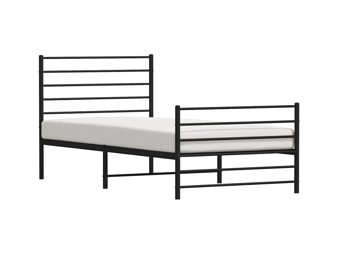 Cama 100x190 cm con cabecero y estribo metal negro ES80703