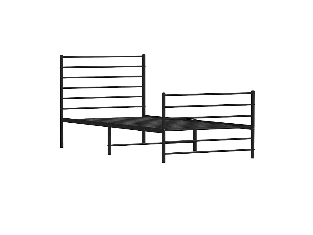 Cama 100x190 cm con cabecero y estribo metal negro ES80703