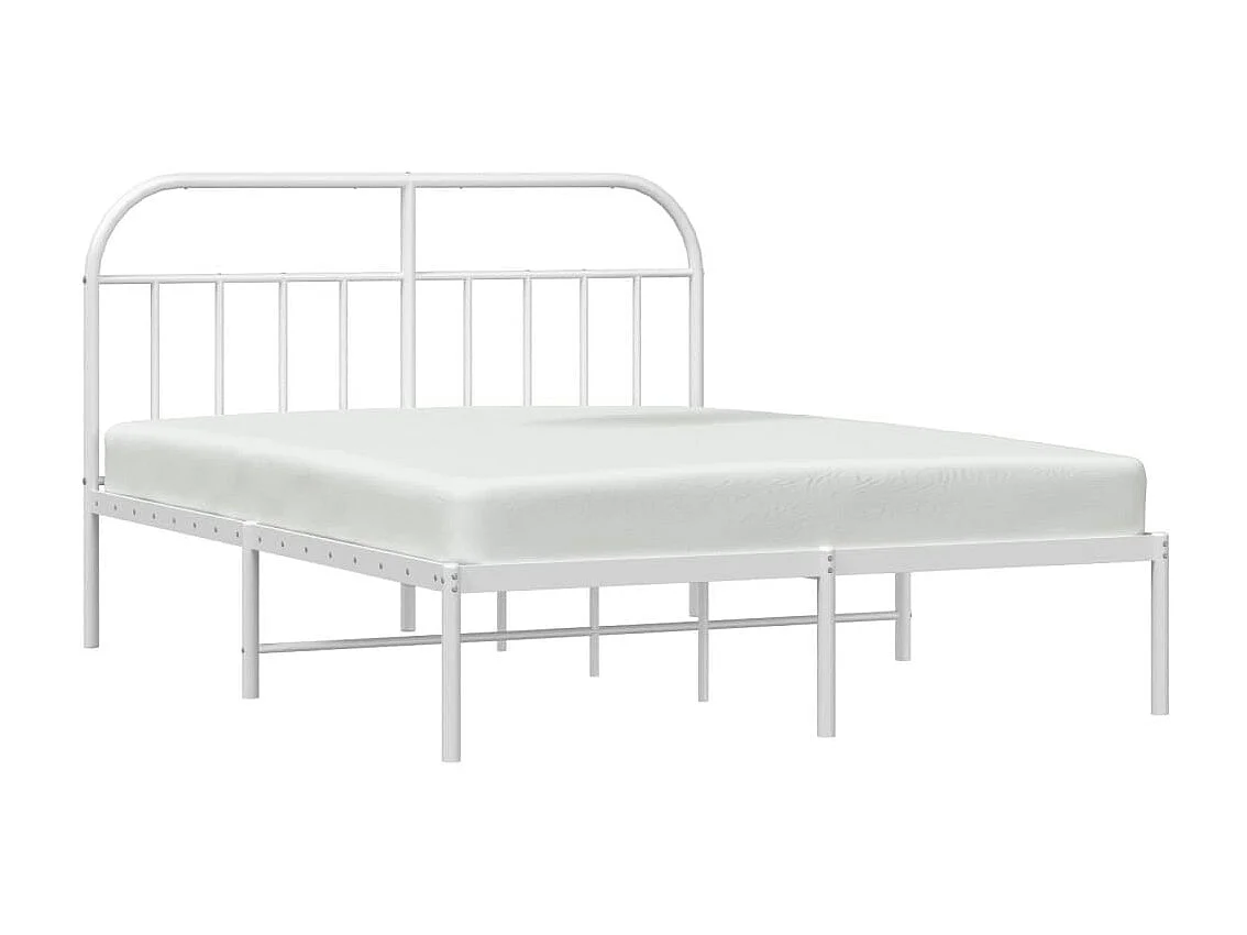 Lit-183x213 cm métal avec tête de lit blanc EGGB83491