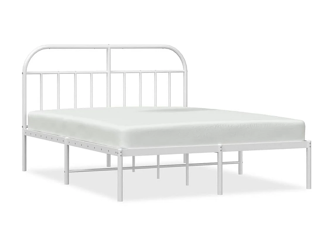 Cama 180x210 cm de metal con cabecero blanco ES92508