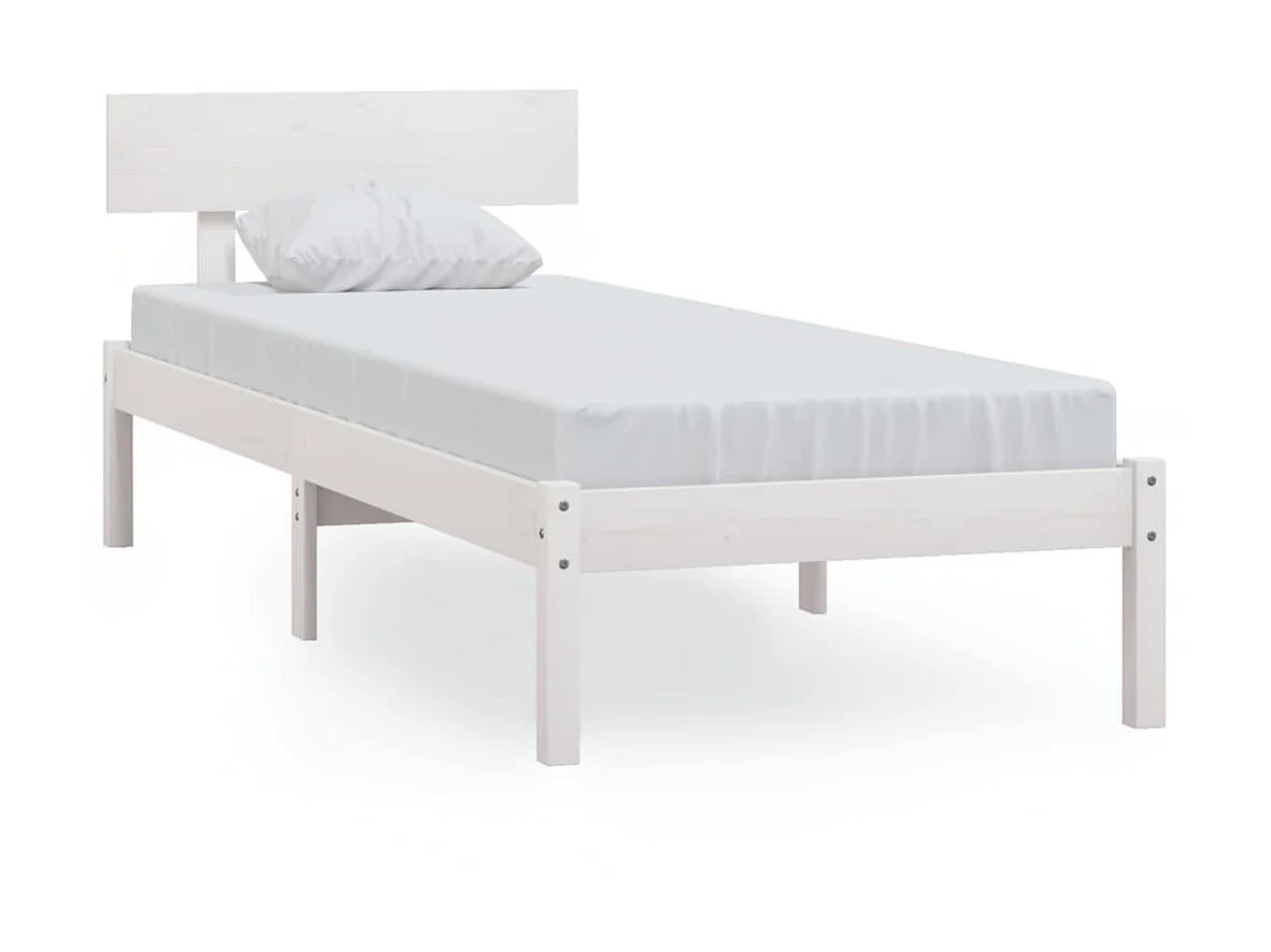 Lit-90x190 cm Blanc Bois de pin massif UK simple EGGB93057