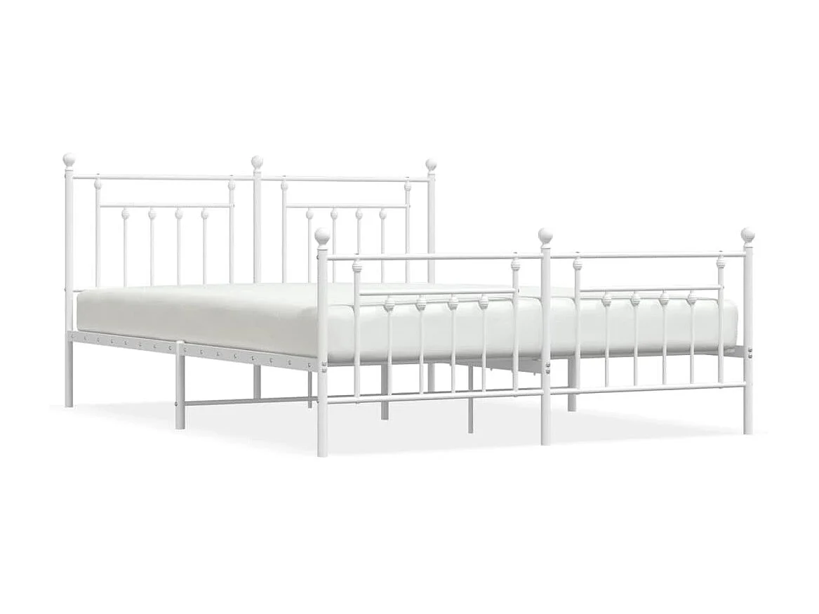 Cama com cabeceira e pés 183x213 cm metal branco PT424531