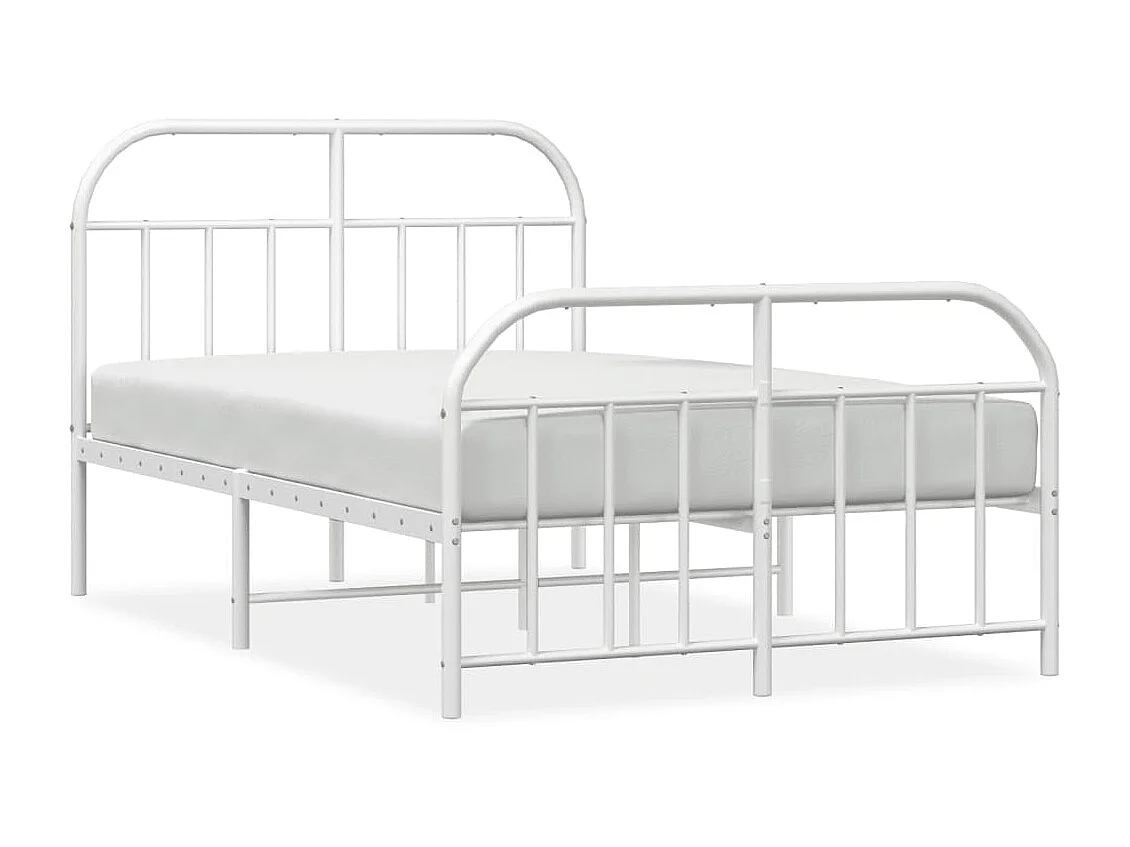 Lit-120x200 cm métal avec tête de lit/pied de lit blanc EGGB30867
