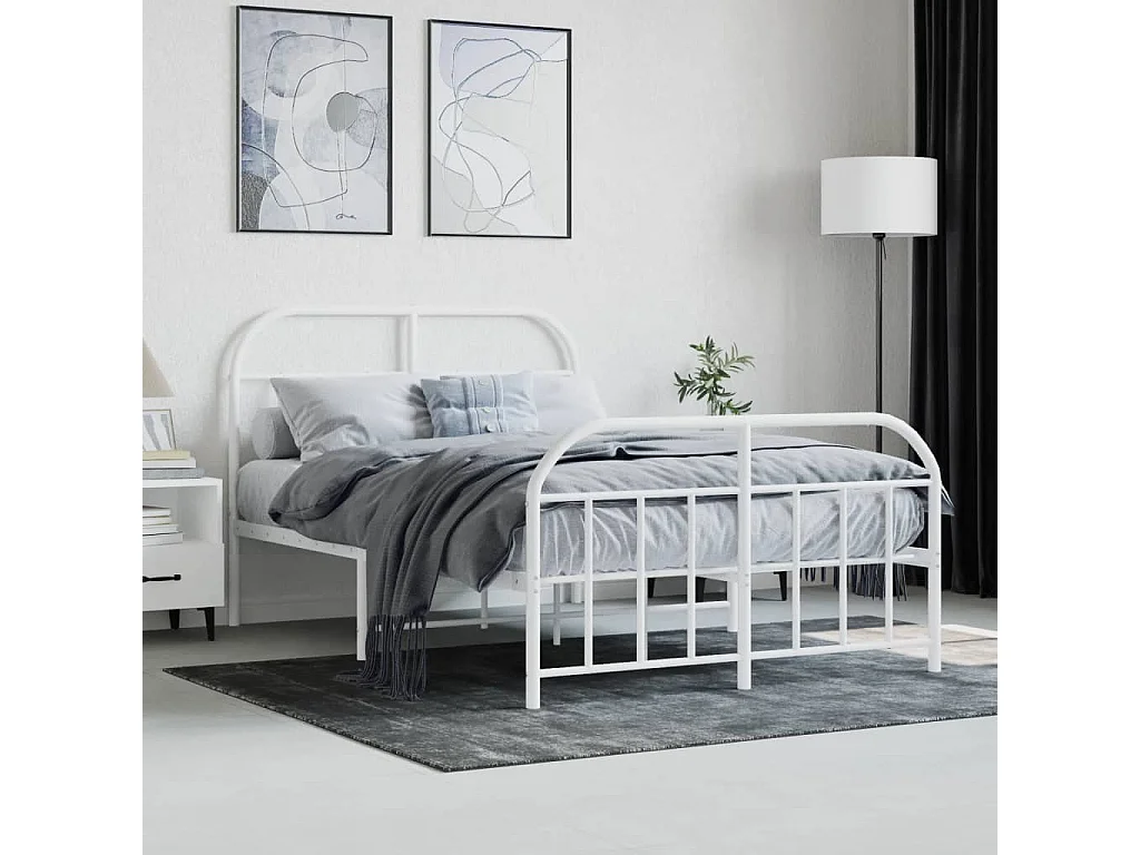 Bedframe met hoofd- en voeteneinde metaal wit 120x200 cm NL55501