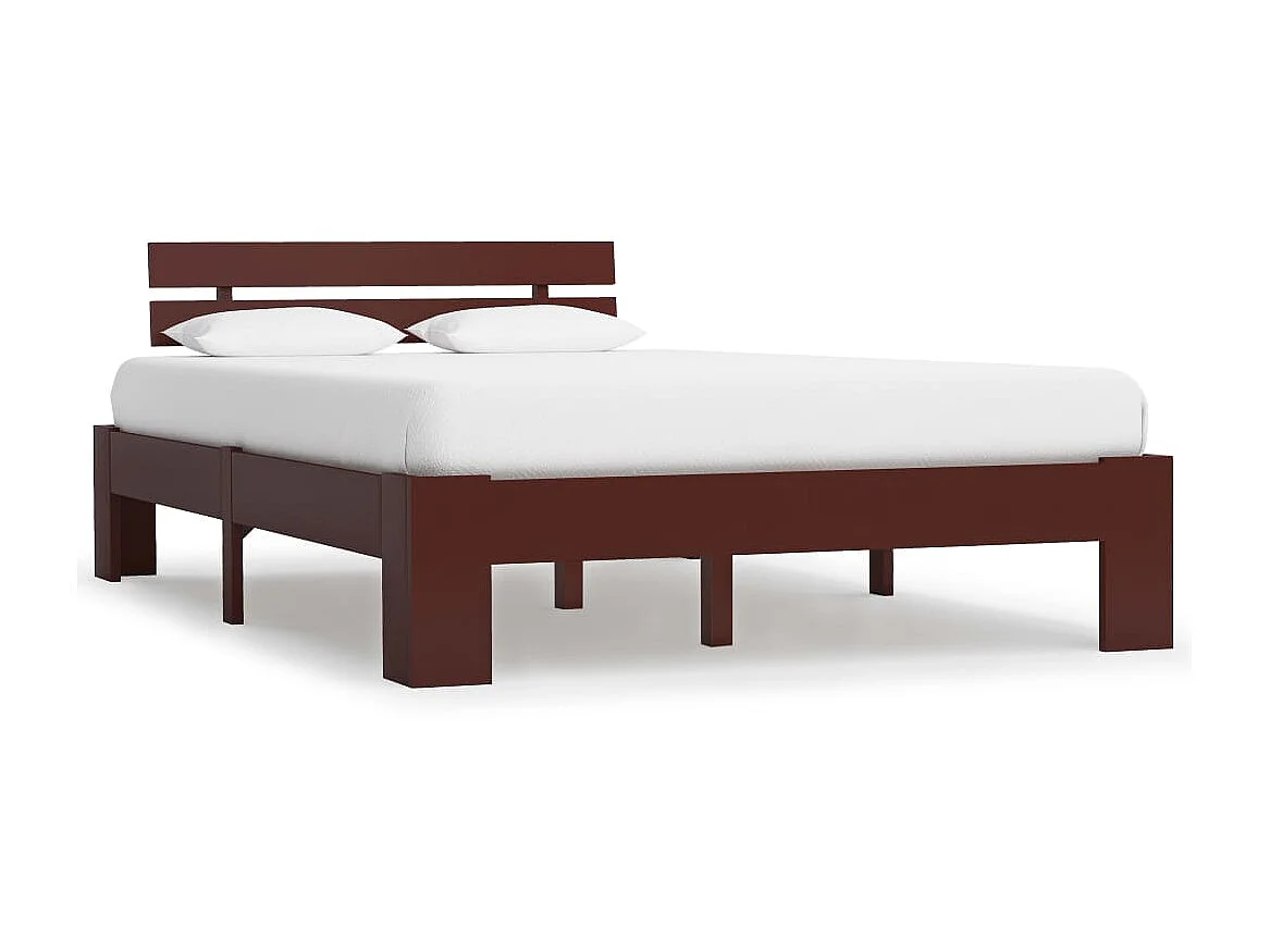 Bedframe massief grenenhout donkerbruin 120x200 cm NL75653