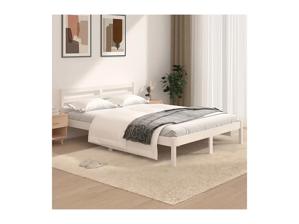 Bedframe massief grenenhout wit 120x190 cm NL94663