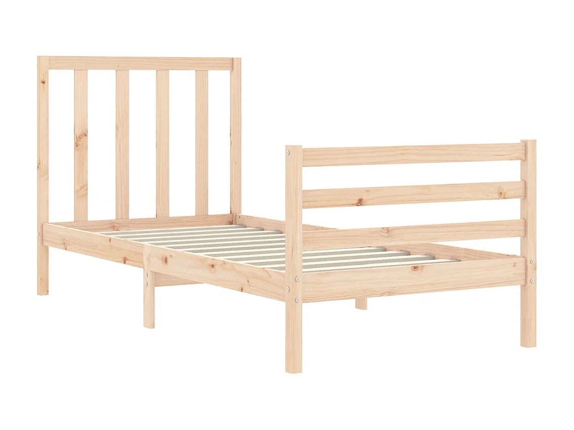 Lit-90x190 cm avec tête de lit simple bois massif EGGB90972
