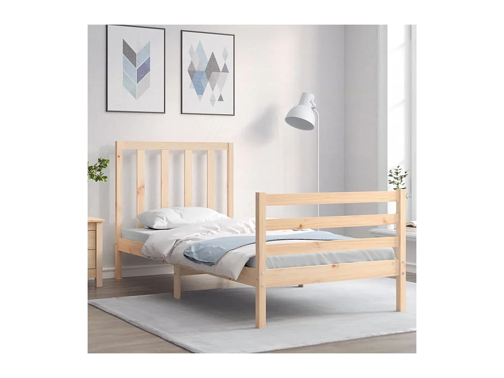 Bedframe met hoofdbord massief hout NL12377