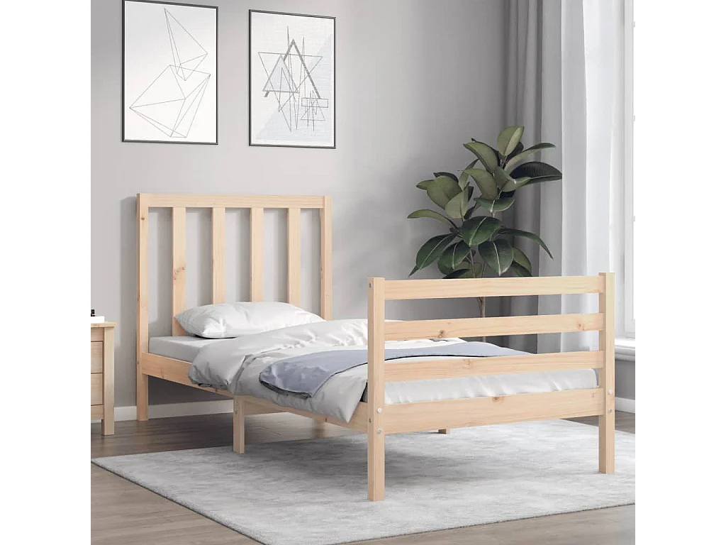 Cama de solteiro c/ cabeceira madeira maciça PT367400