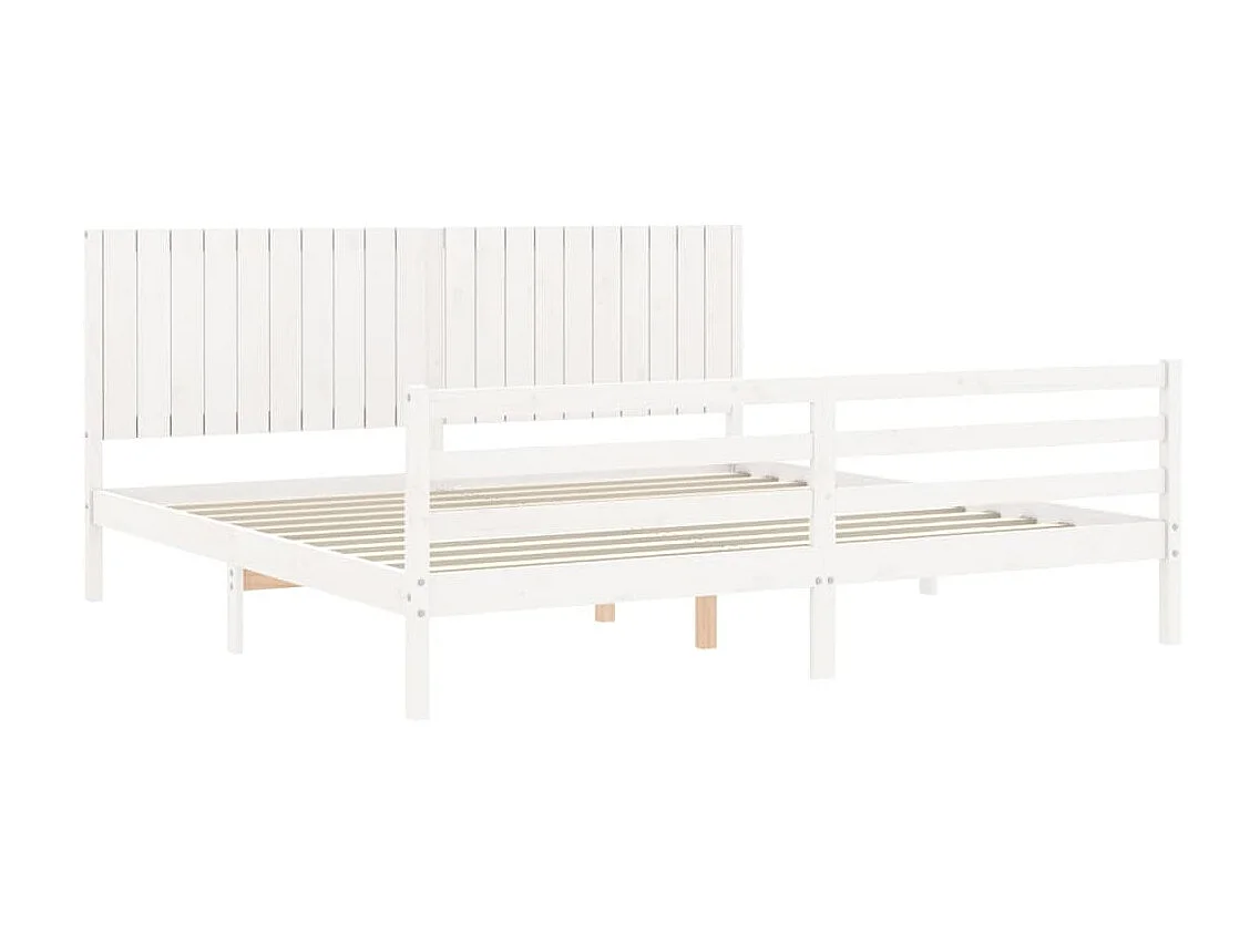 Lit-200x200 cm avec tête de lit blanc bois massif EGGB83437