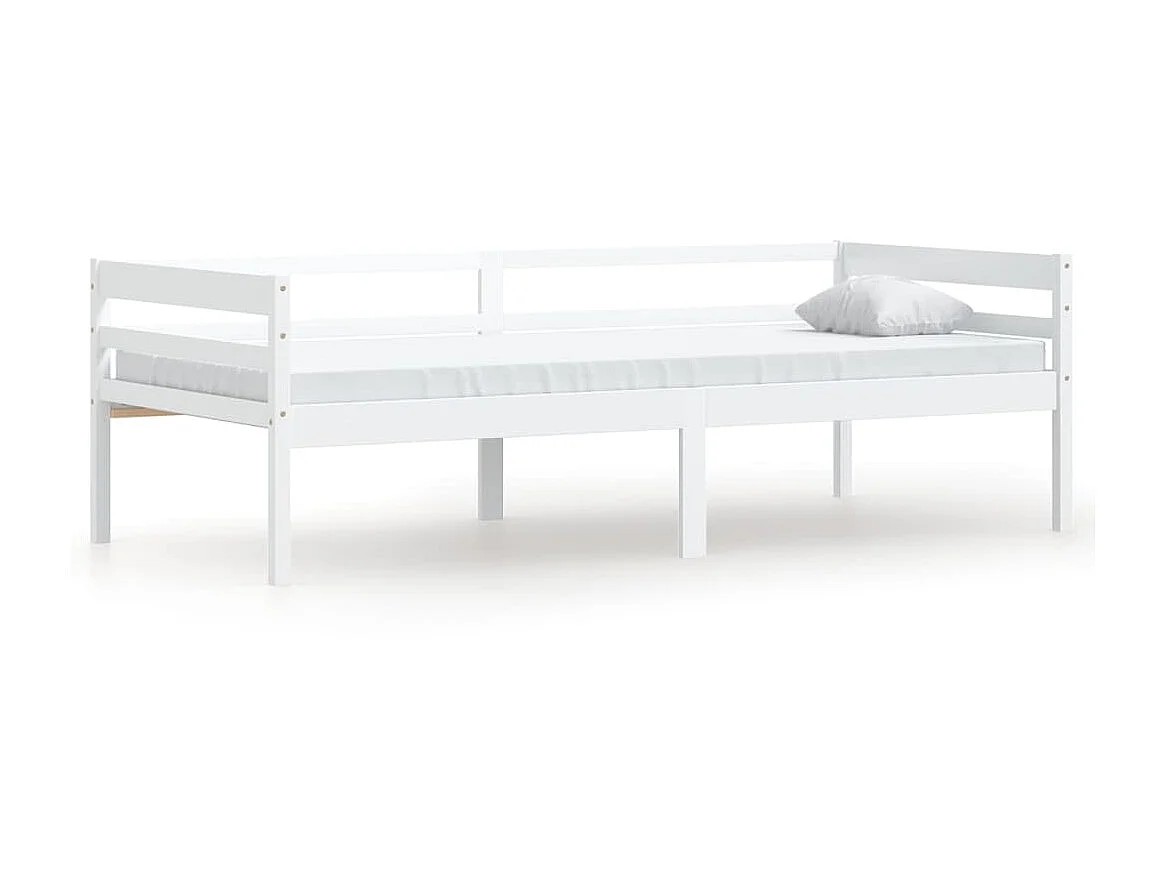 Cama em pinho maciço 90x200 cm branco PT530159
