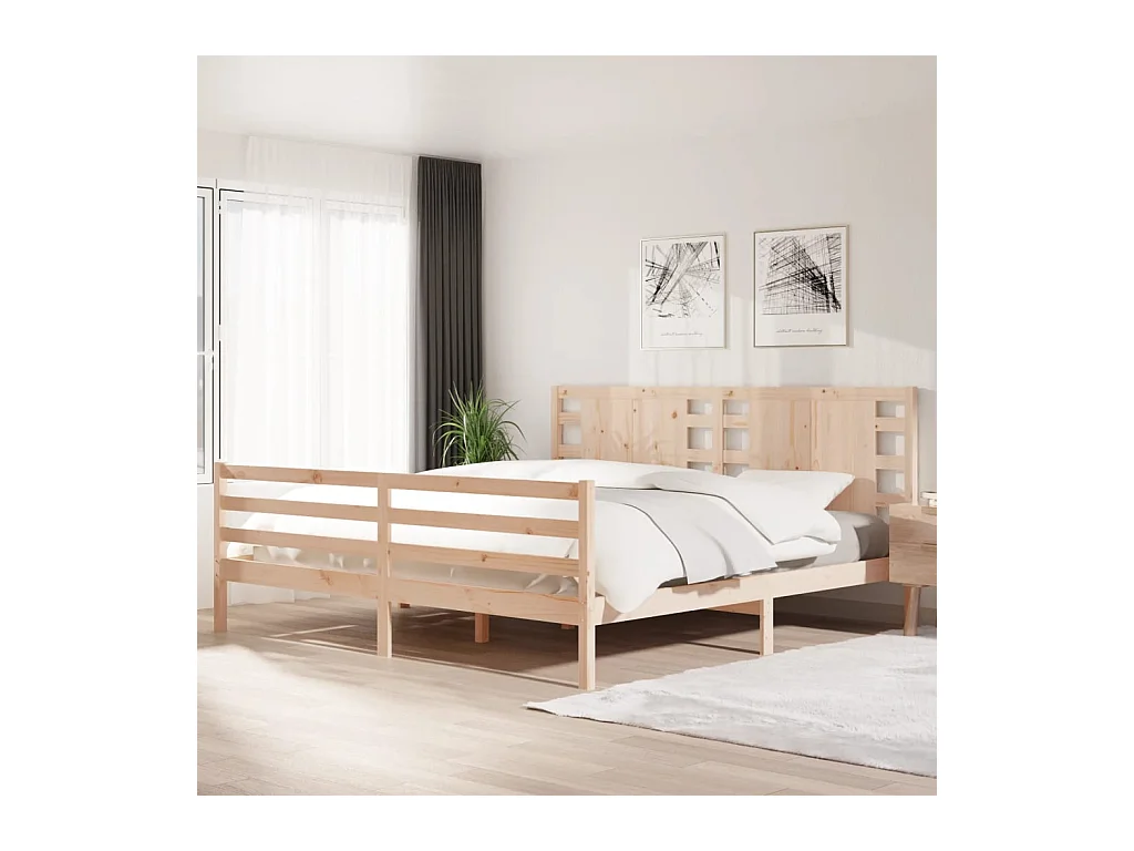 Lit-200x200 cm Bois de pin massif EGGB88688