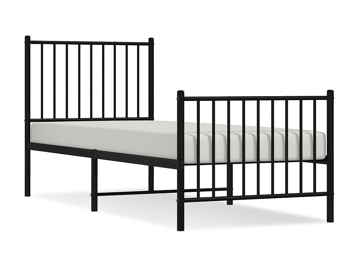 Cama 80x200 cm con cabecero y estribo metal negro ES87667