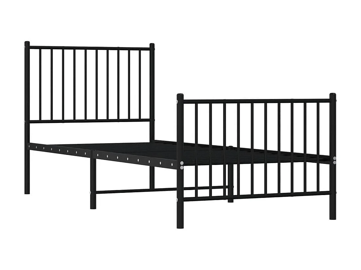 Cama 80x200 cm con cabecero y estribo metal negro ES87667