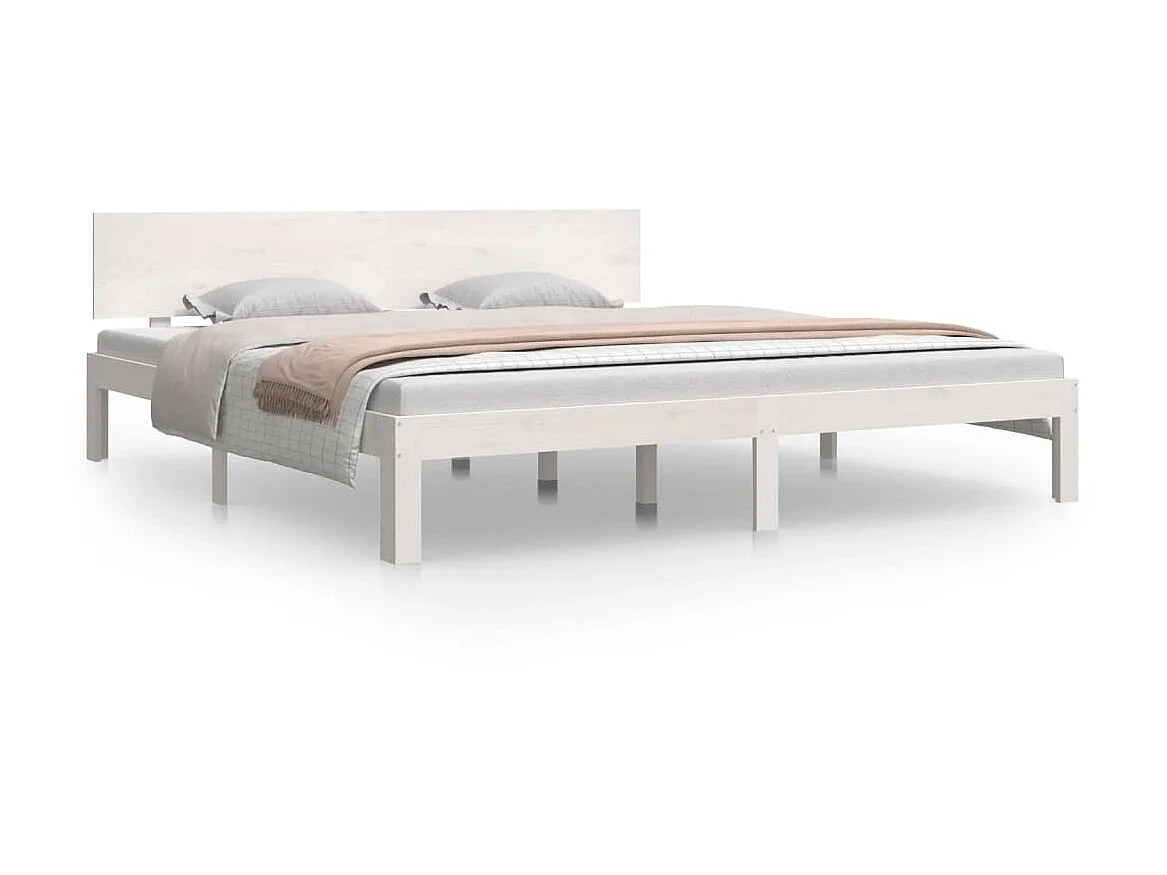 Cama 180x200 cm madera maciza blanco Supe King ES15786