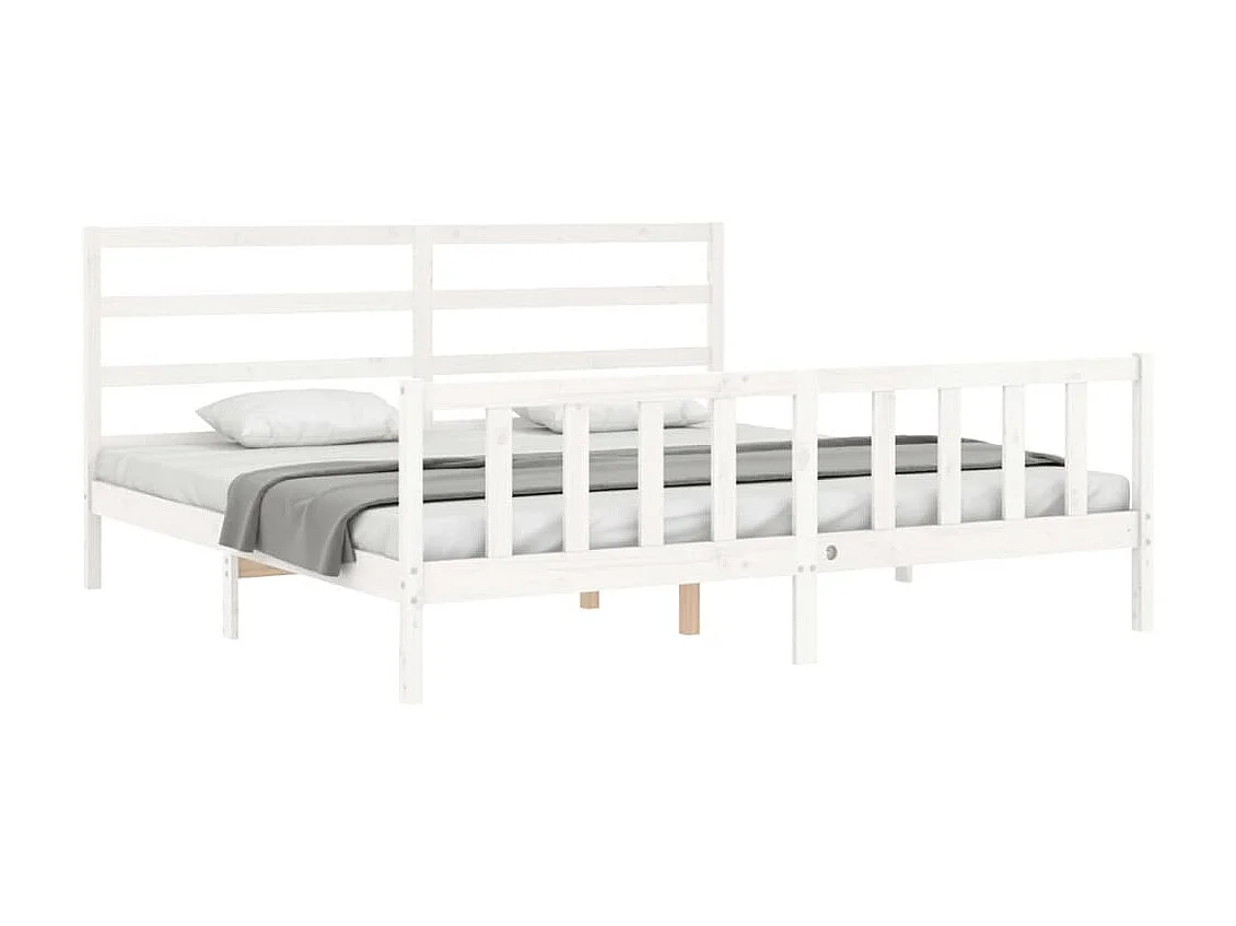 Bedframe met hoofdbord massief hout wit 200x200 cm NL66355