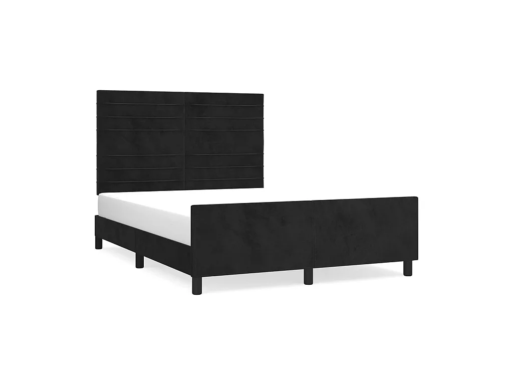 Lit-140x200 cm avec tête de lit Noir Velours EGGB63183