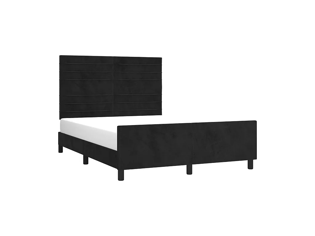 Lit-140x200 cm avec tête de lit Noir Velours EGGB63183