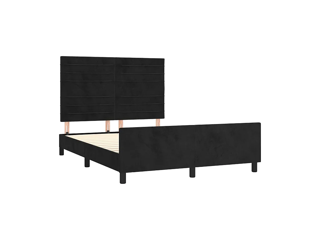 Lit-140x200 cm avec tête de lit Noir Velours EGGB63183