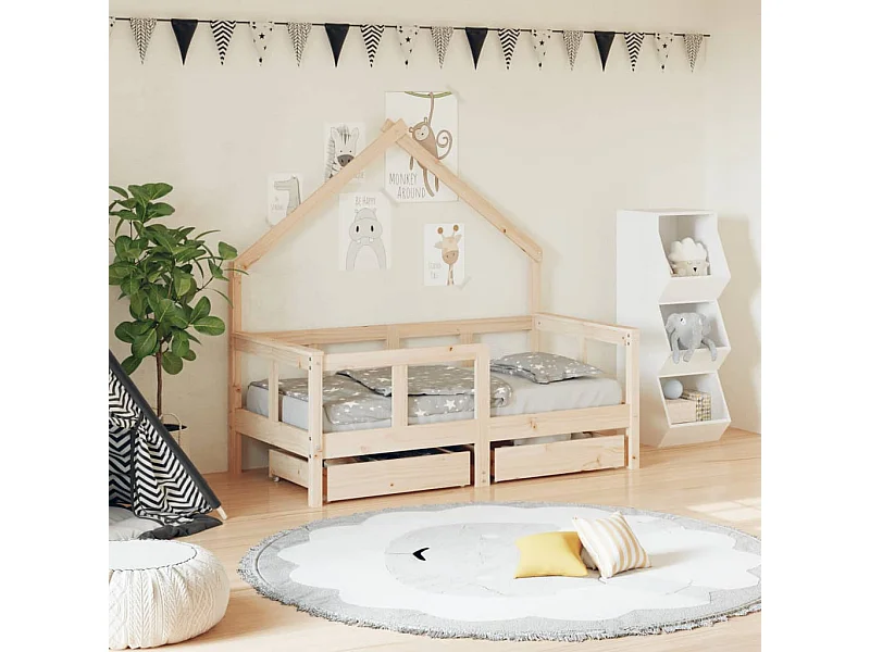 Cama infantil c/ gavetas 70x140 cm pinho maciço PT304829