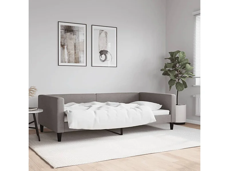 Cama 100x200 cm tela gris taupe ES28775