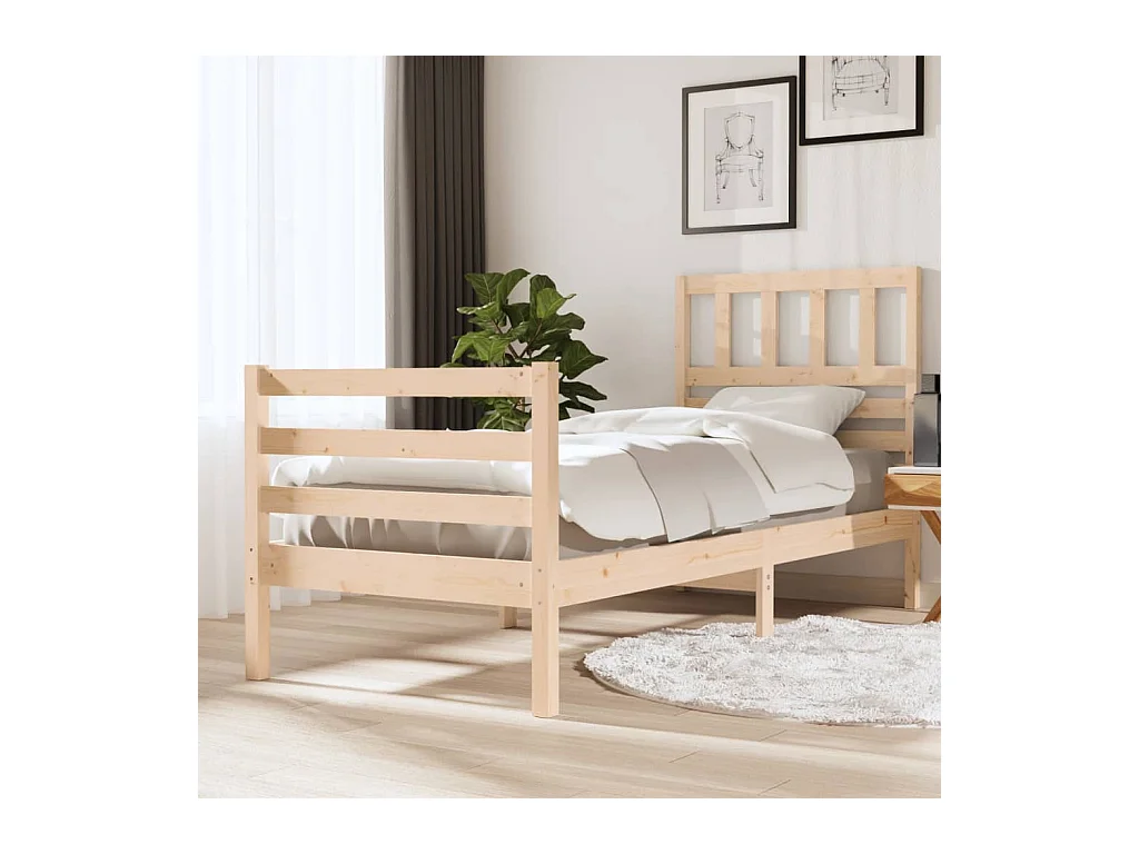 Lit-75x190 cm Bois massif Petit simple EGGB53365