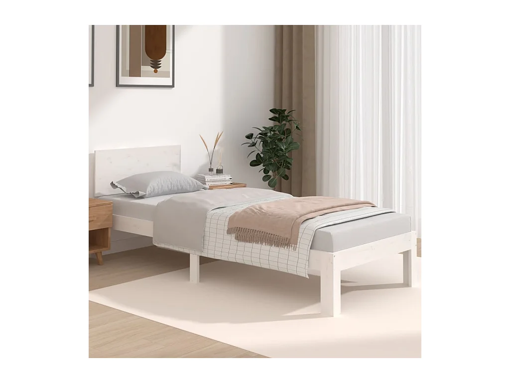 Bedframe massief hout wit 75x190 cm NL77150
