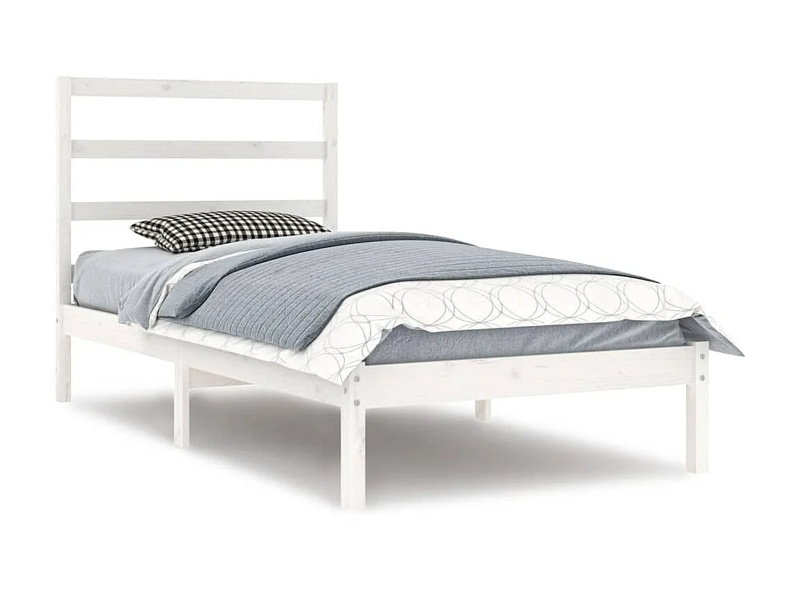 Lit-90x200 cm Blanc Bois de pin massif EGGB18213