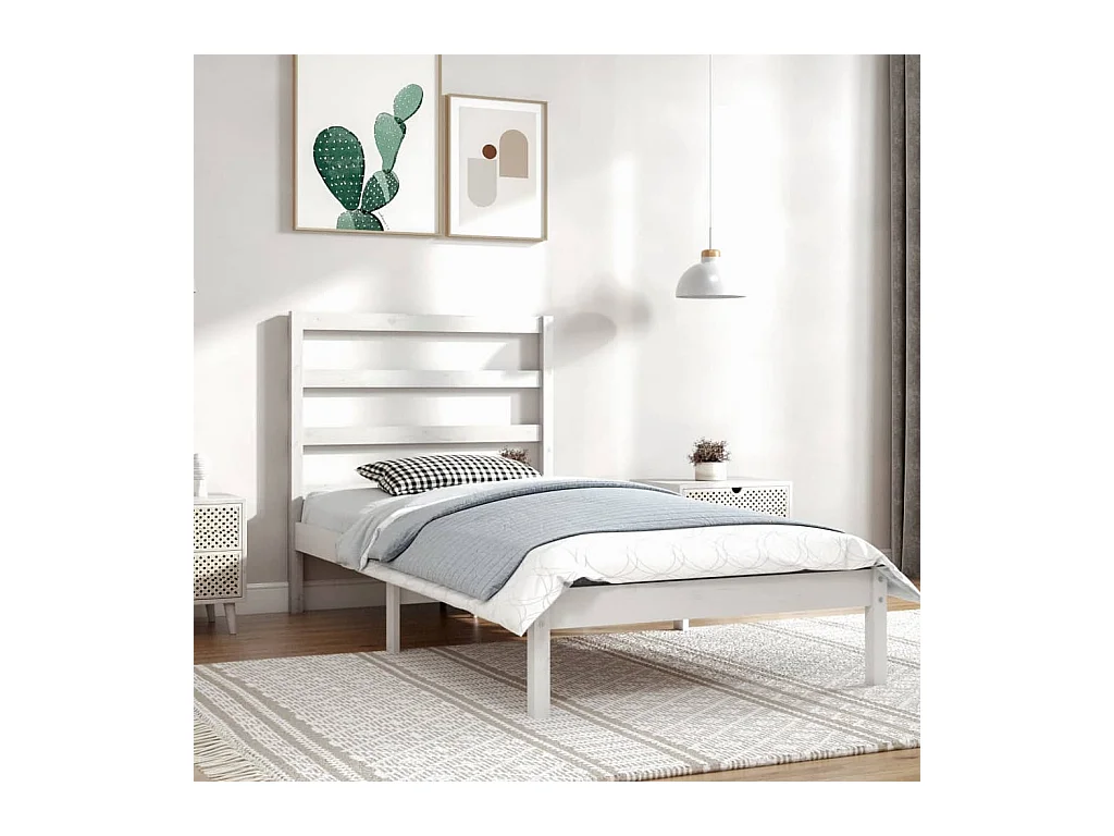 Lit-90x200 cm Blanc Bois de pin massif EGGB18213