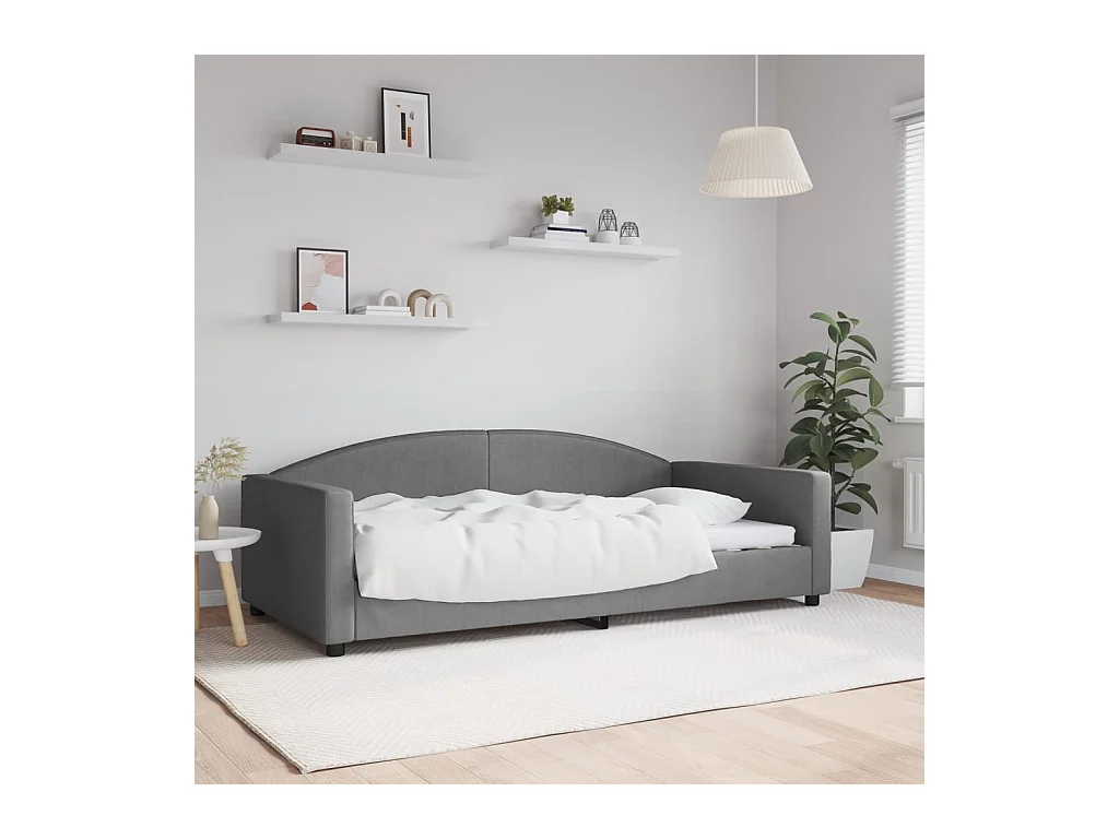 Lit-100x200 cm de repos gris foncé tissu EGGB37388