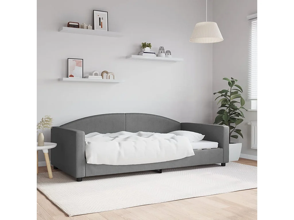 Lit-100x200 cm de repos gris foncé tissu EGGB37388
