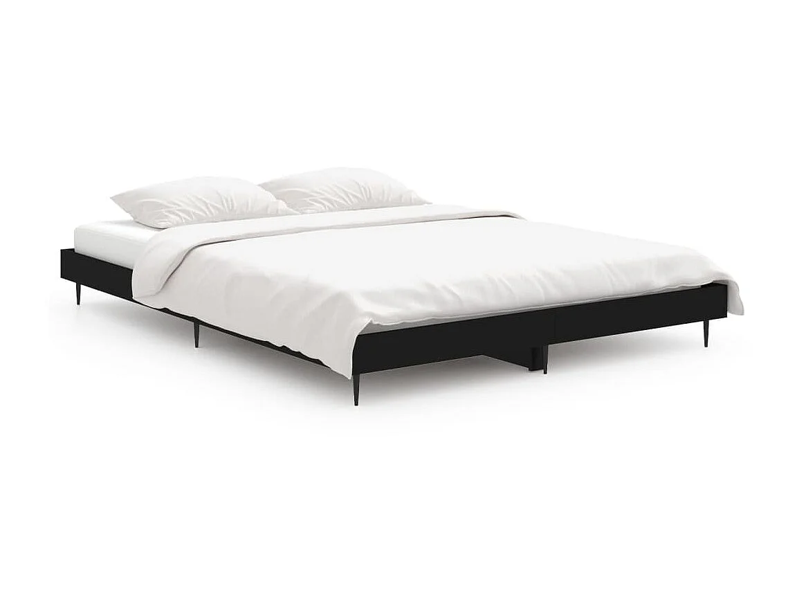 Bedframe LED massief hout zwart 140x190 cm NL32862