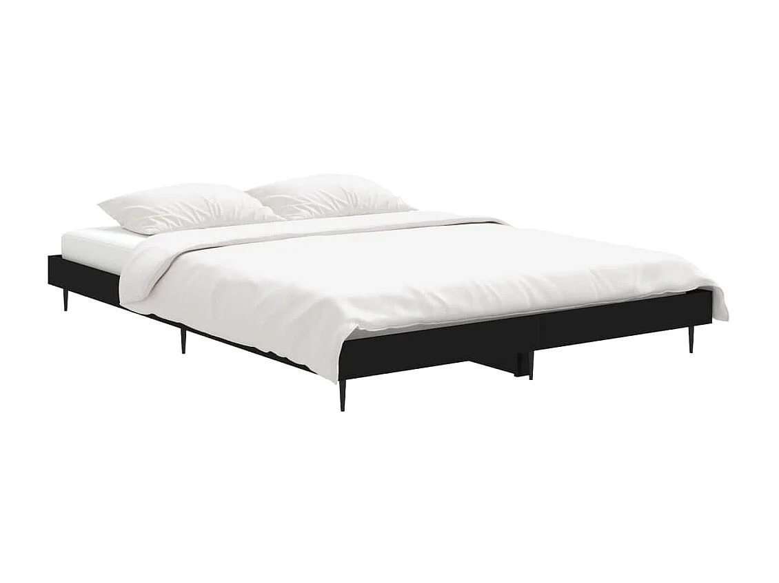 Bedframe LED massief hout zwart 140x190 cm NL32862