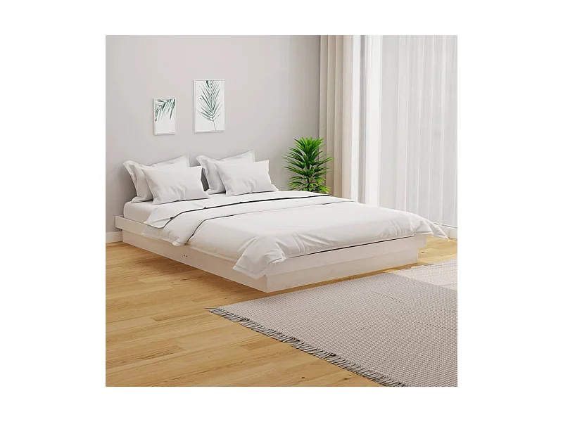 Bedframe massief hout wit 140x190 cm NL57813