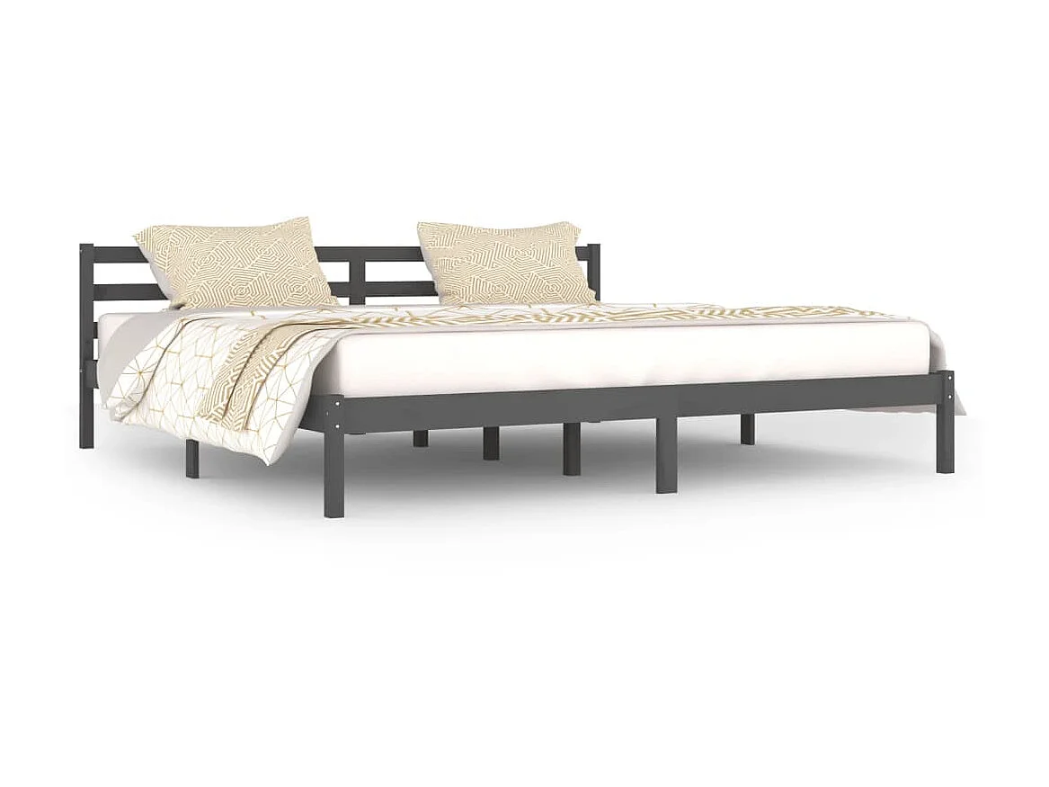 Cama 200x200 cm pinho maciço cinzento PT881626