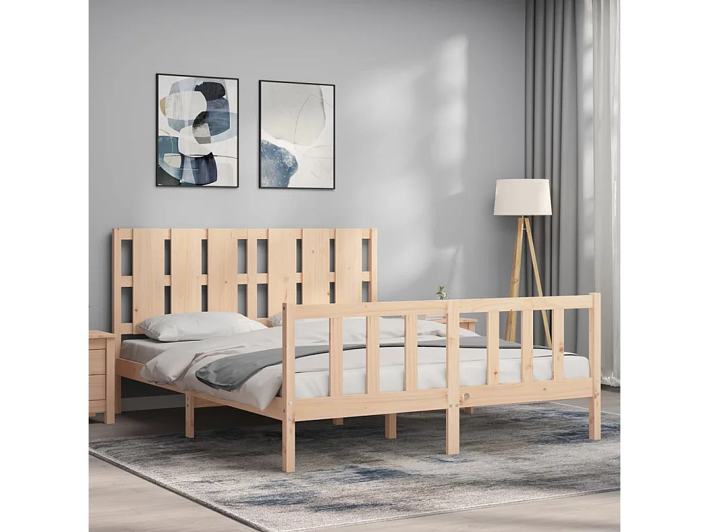Bedframe met hoofdbord massief hout NL32842