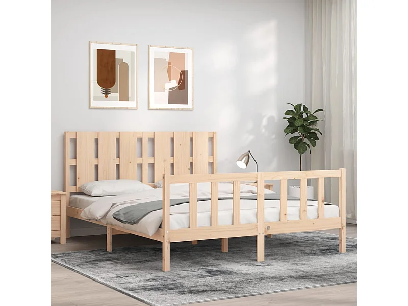 Bedframe met hoofdbord massief hout NL32842