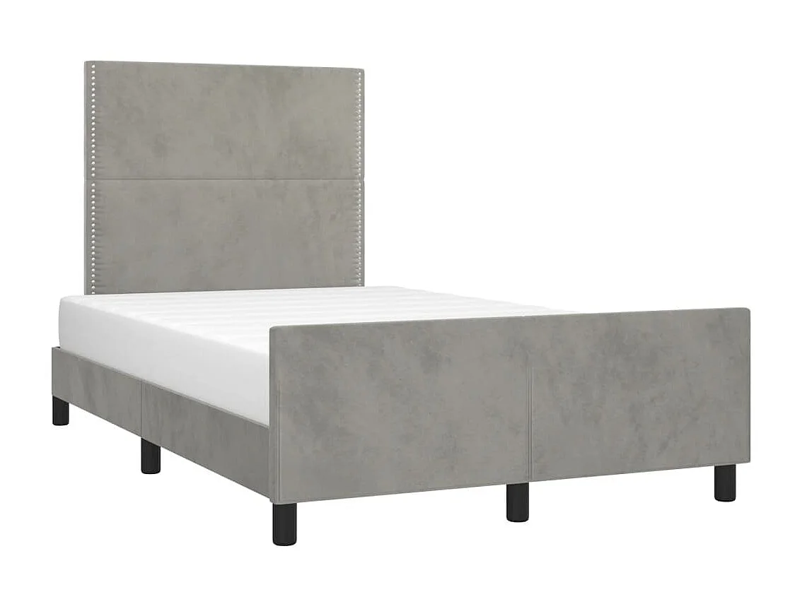 Cama c/ cabeceira 120x200 cm veludo cinzento-claro PT776466
