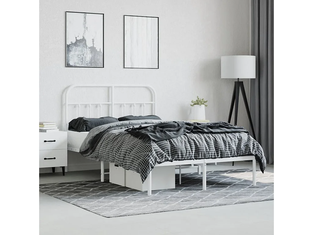 Cama com cabeceira 120x200 cm metal branco PT923717