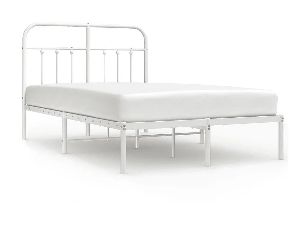 Lit-120x200 cm métal avec tête de lit blanc EGGB51045