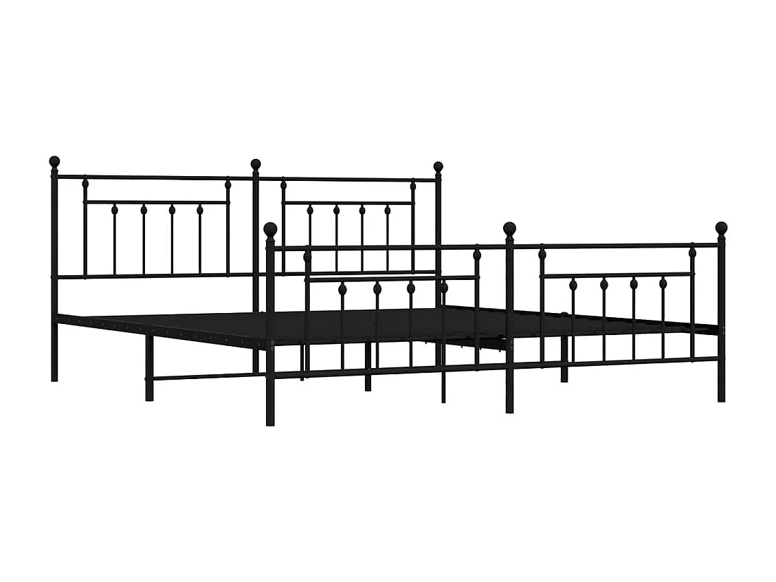 Lit-193x203 cm métal avec tête de lit/pied de lit noir EGGB48853