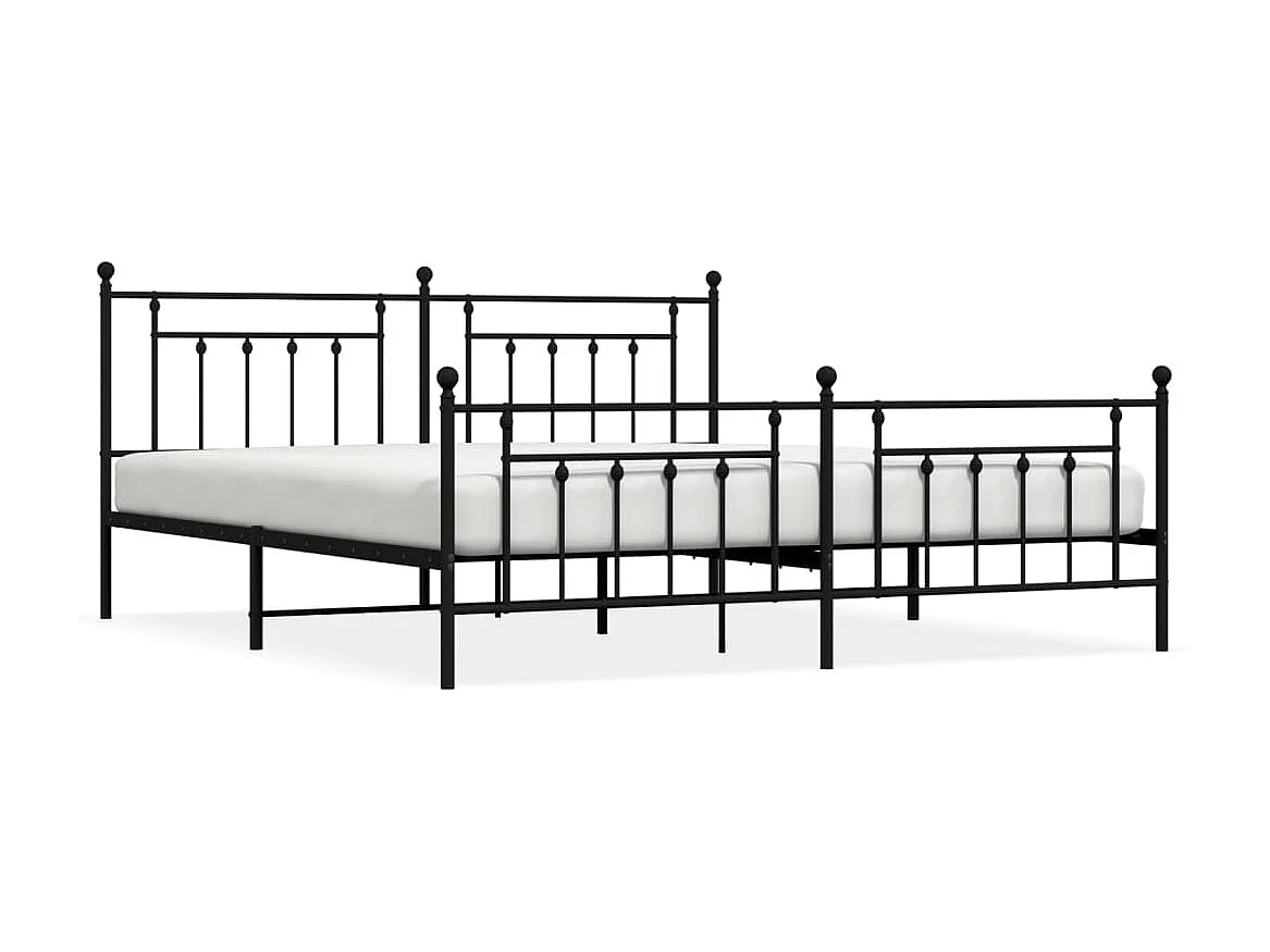 Cama com cabeceira e pés 193x203 cm metal preto PT708285