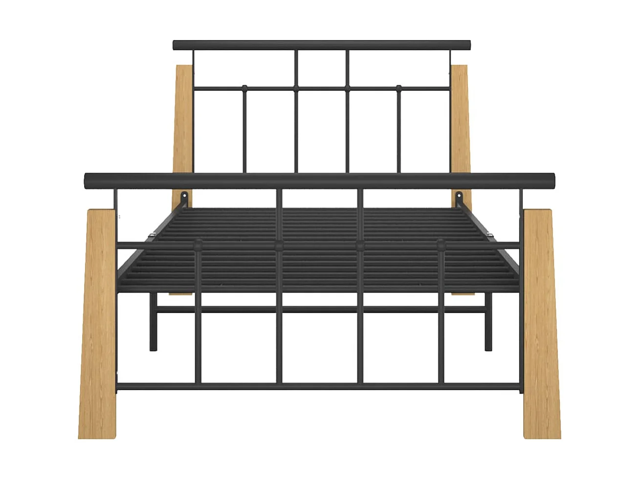 Lit-100x200 cm Métal et bois de chêne massif EGGB23682