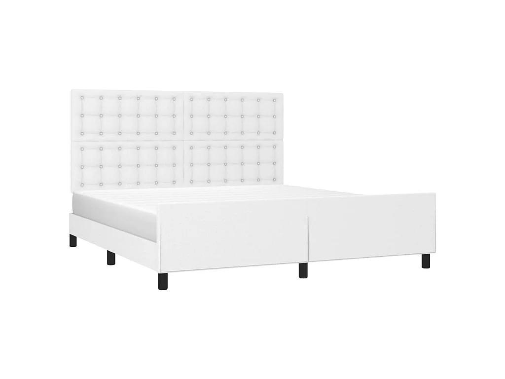 Cama 180x200 cm cabecero cuero sintético blanco ES28447