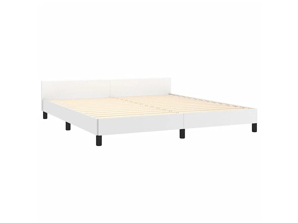 Cama 180x200 cm cabecero cuero sintético blanco ES28447